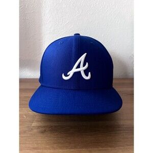 ATLANTA BRAVES WING CAP BLUE SAPPHIRE NEW ERA FITTED CAP (Rare Limited Edition)
